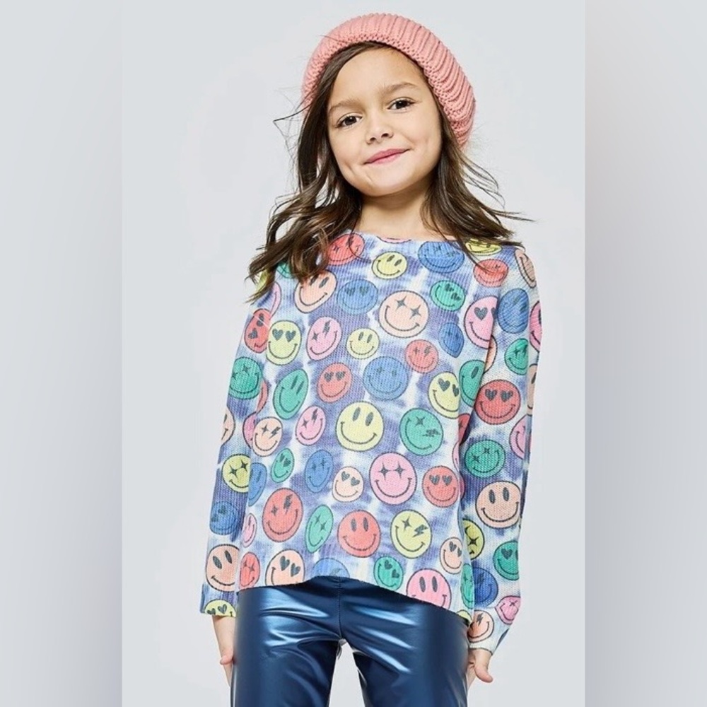 Baby Sara Happy Face Printed Sweater